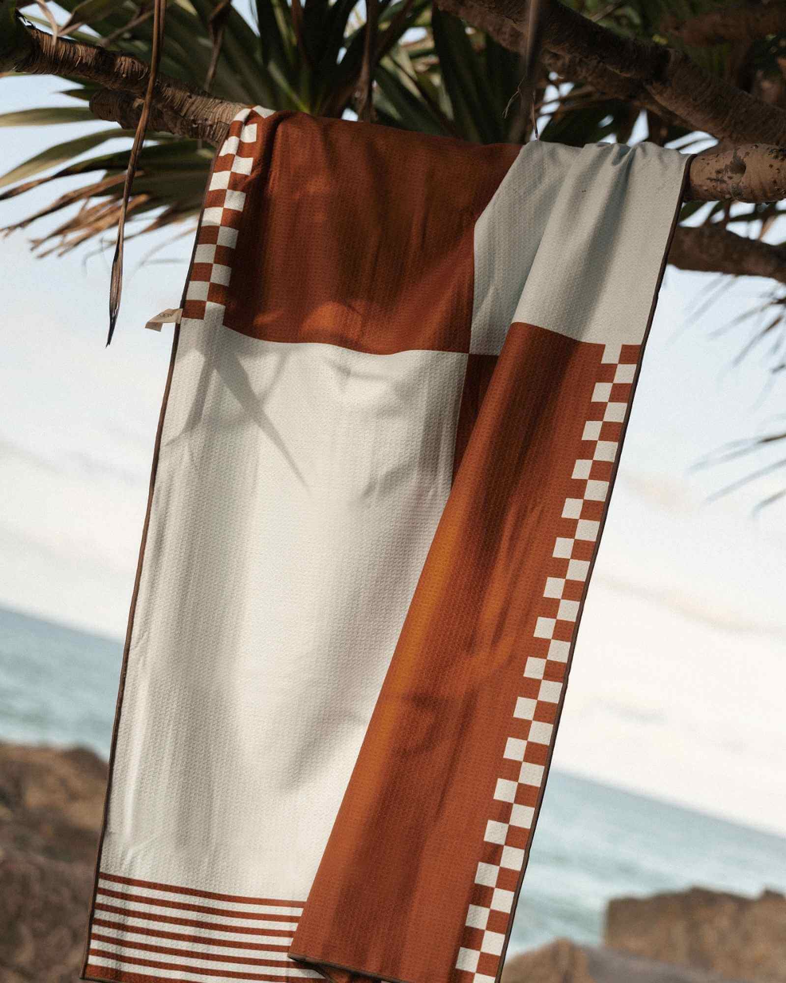 Burnt Orange and Blue Sand Free Beach Towel