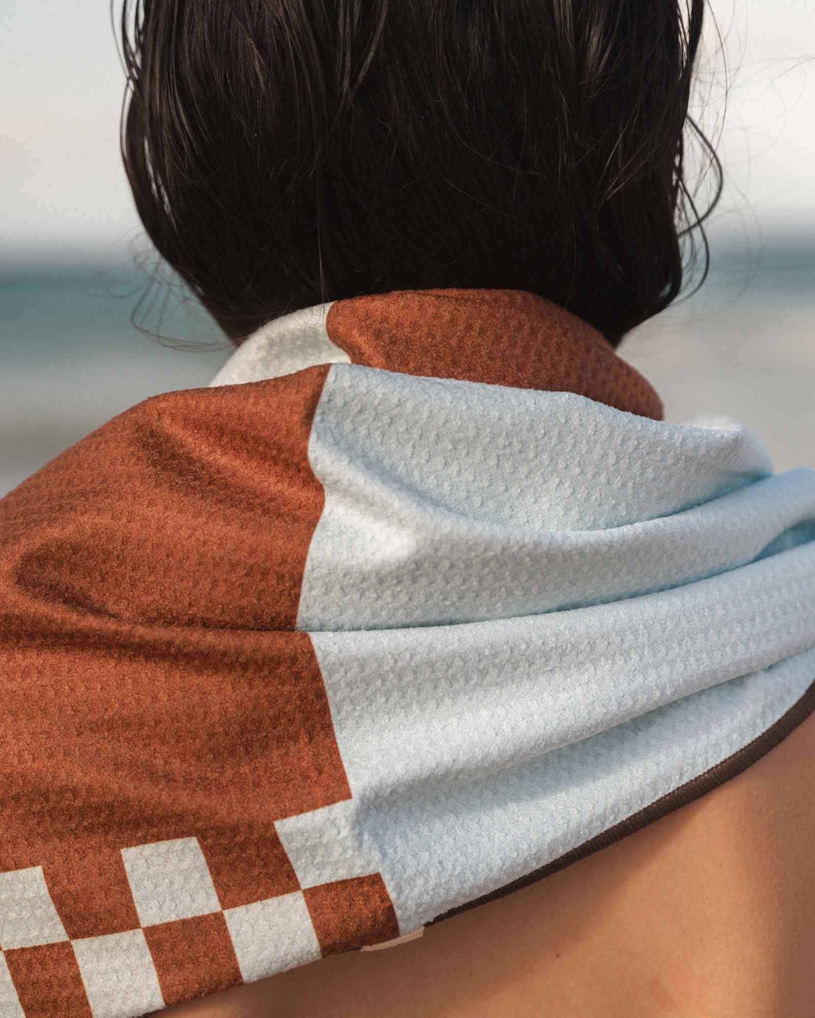 Burnt Orange and Blue Patterned Beach Towel