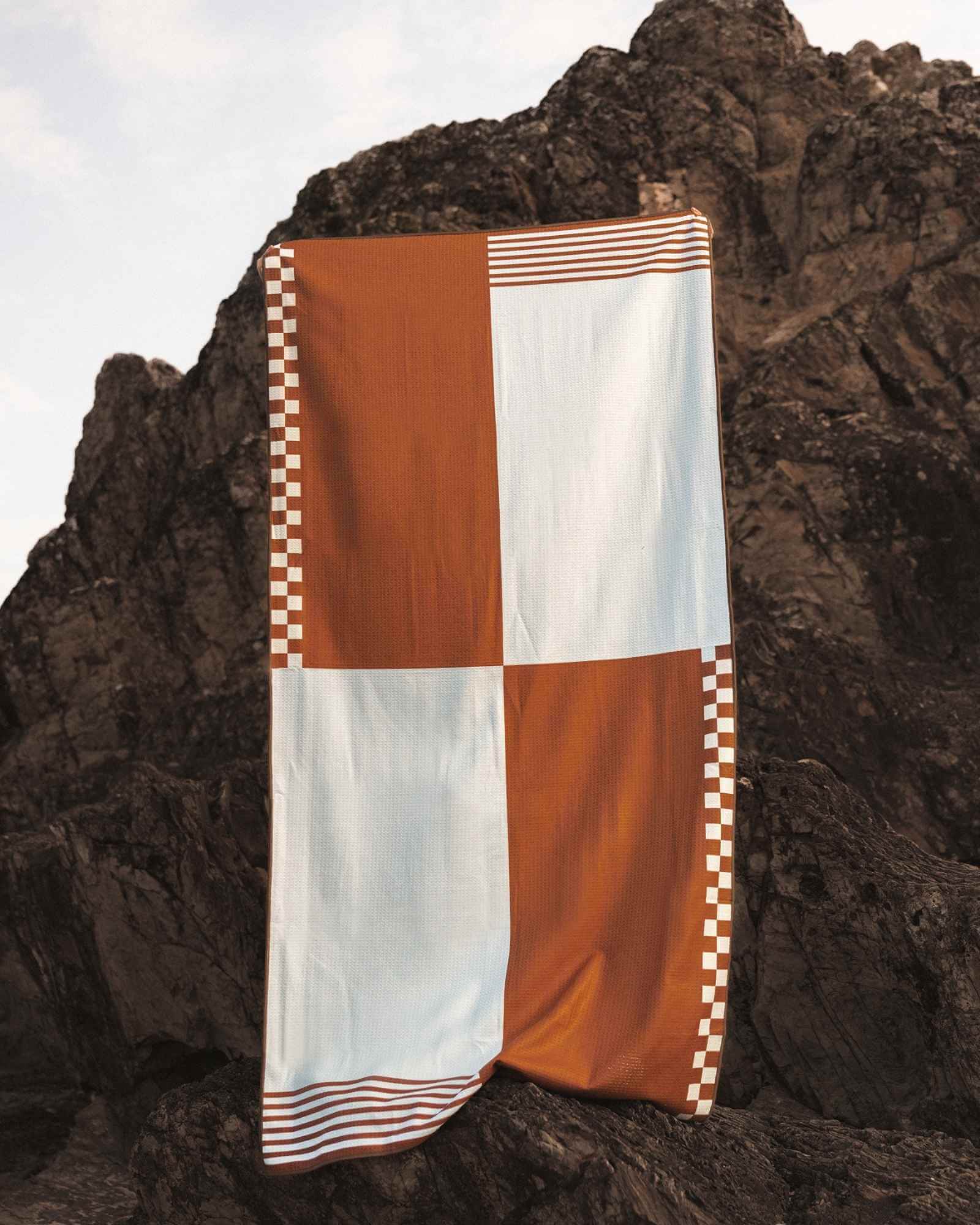 Burnt Orange and Blue Sand Free Beach Towel