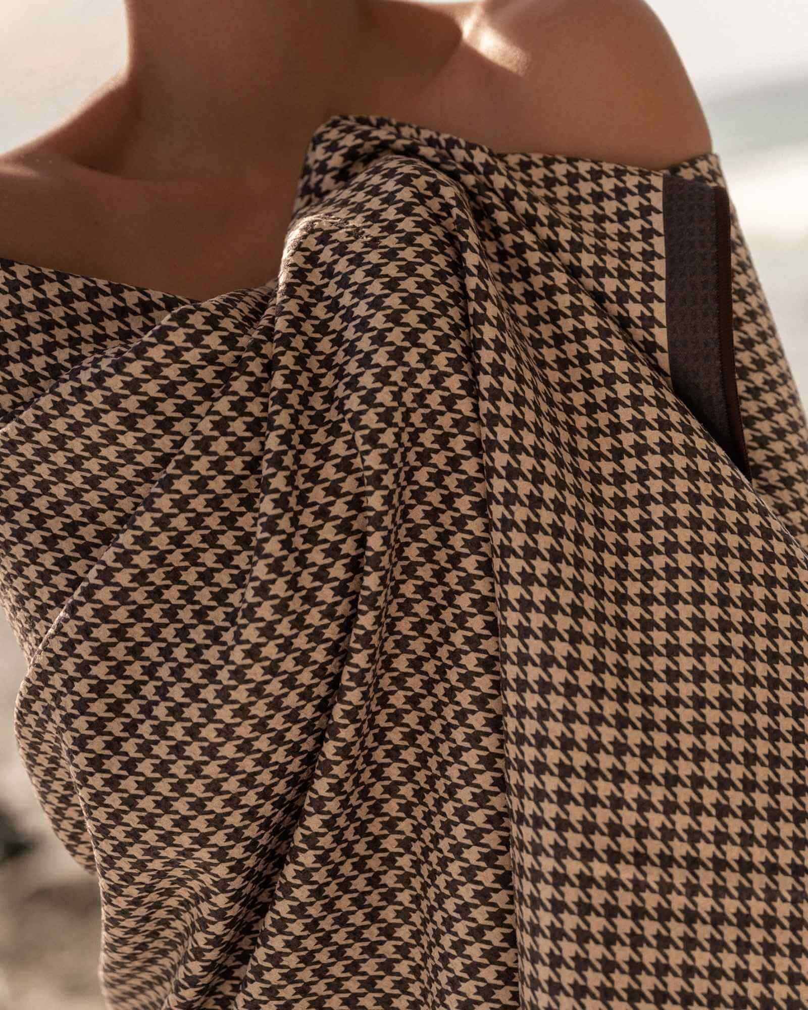 Chocolate Brown Houndstooth Sand Free Towel