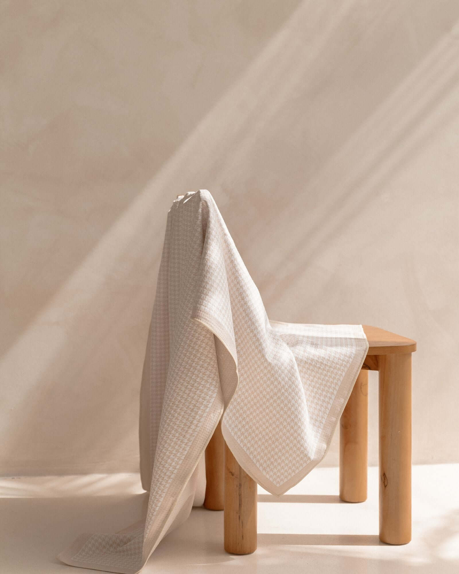 Houndstooth Beige Sand Free Beach Towel