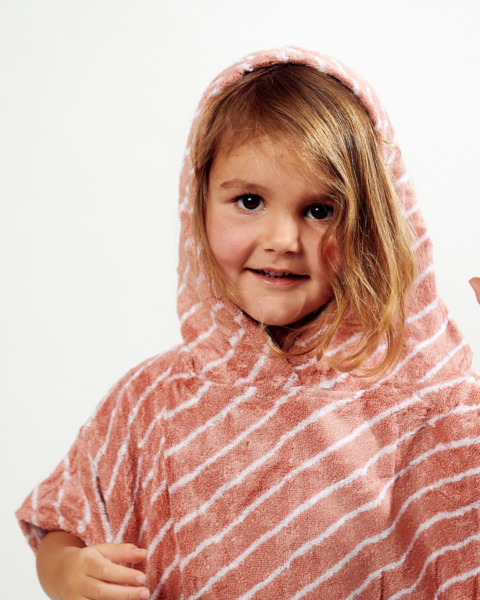 Pink And White Stripe Bamboo Kids Poncho