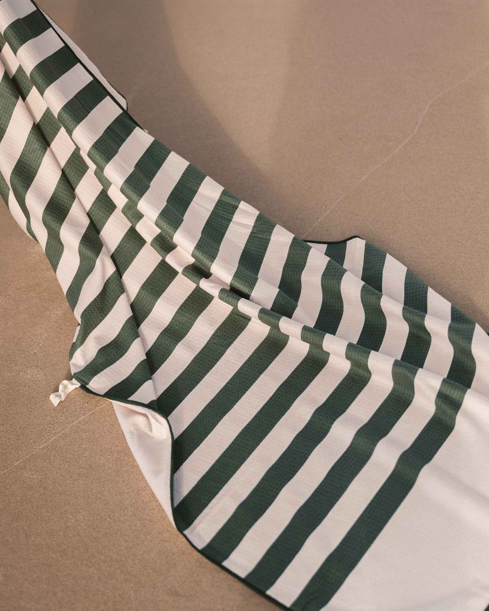 Pine Green and Cream Sand Free Beach Towel