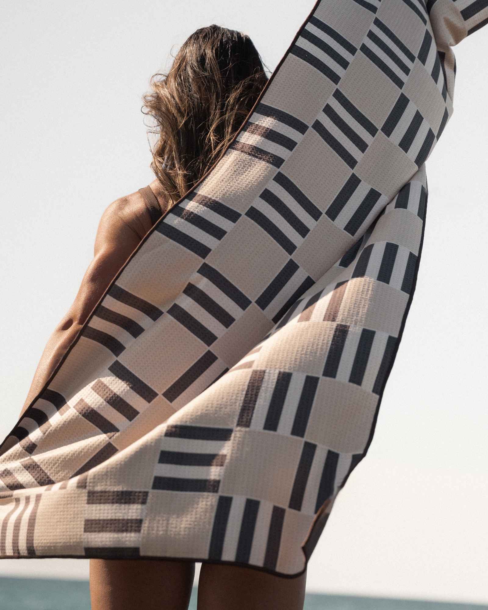 Dark Chocolate and Beige Sand Free Beach Towel