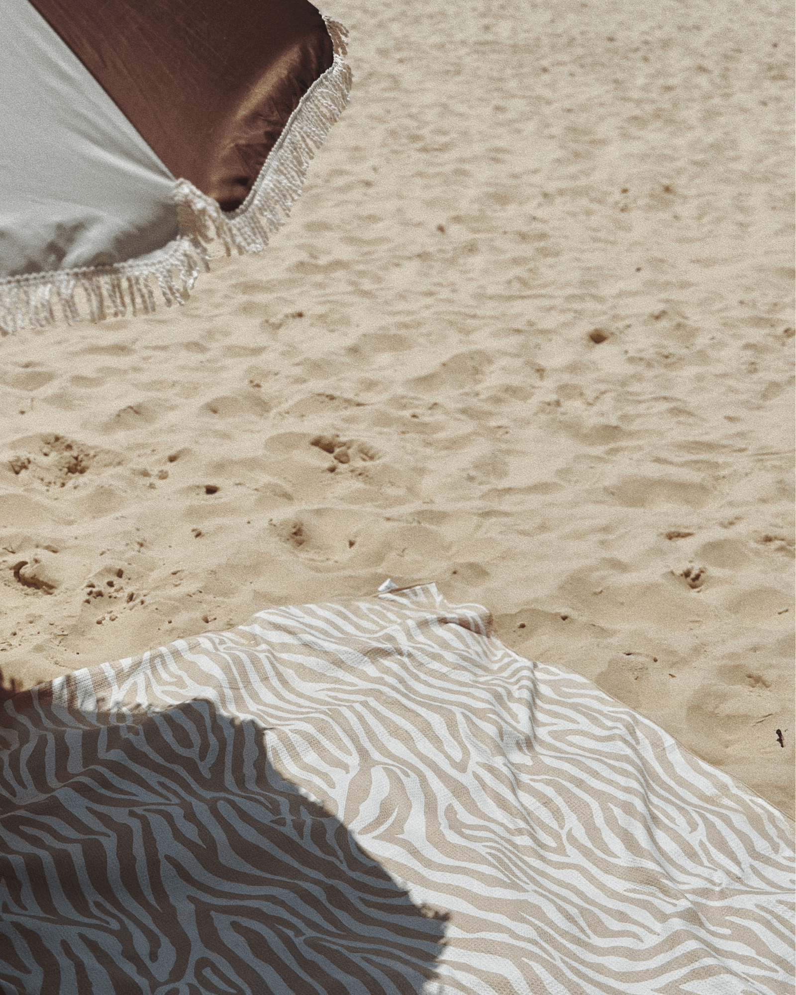 Double Zebra Beige - Towel for Two - Sand Society Sand Free Sustainable Beach Towel
